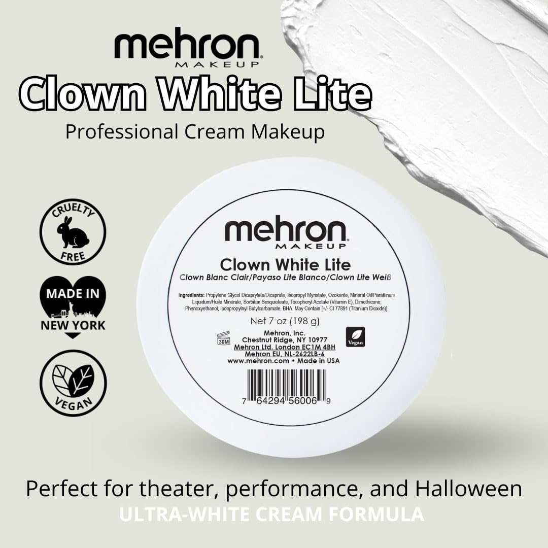 Mehron Makeup Clown White Lite Professional Makeup (7 oz)