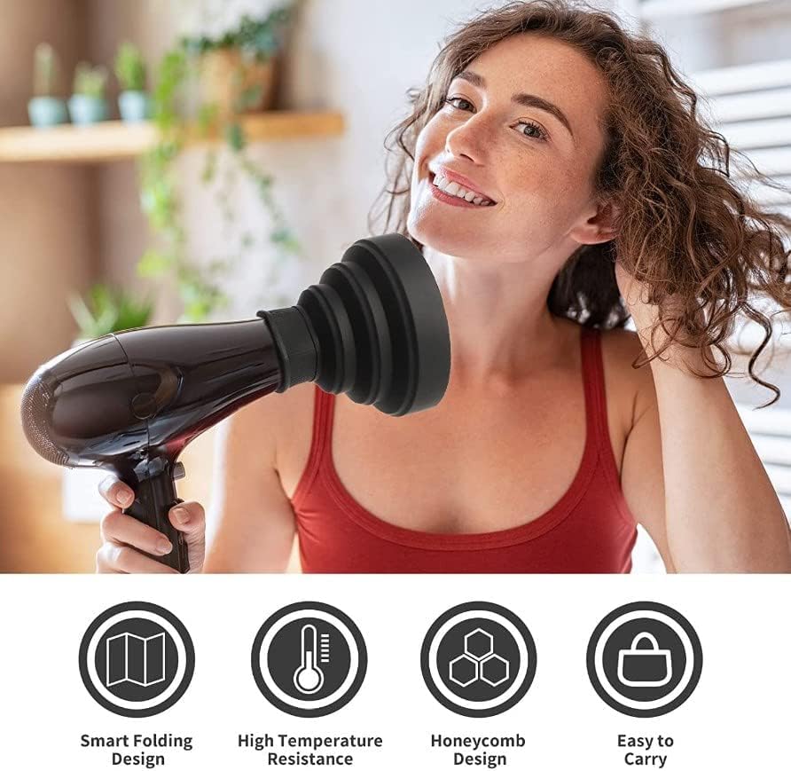 Bonnet Hood Hair Dryer Attachment, Hood Bonnet for Hand Held Hair Dryer Hair Blower Diffuser Foldable Cover Styling Hairdressing Tool(Black)