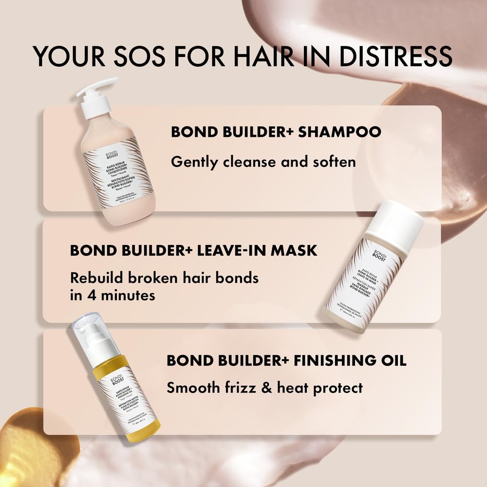 BONDIBOOST Rapid Repair Bond Builder + Shampoo for Damaged Hair [16.90 fl oz], Strengthening Formula for Restoring + Rebuilding Hair, Deep Conditioning + Nourishing Treatment for Healthier Results