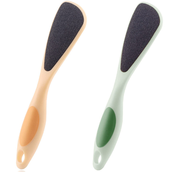 2 Packs Double-Sided Pumice Stone for Feet, Foot Scrubber Stone Handle, Ergonomic Easy to Reach, Feet Scrubber with Fine-Grained Frosted Stones, for Callus Removal, Improve Circulation Foot Care