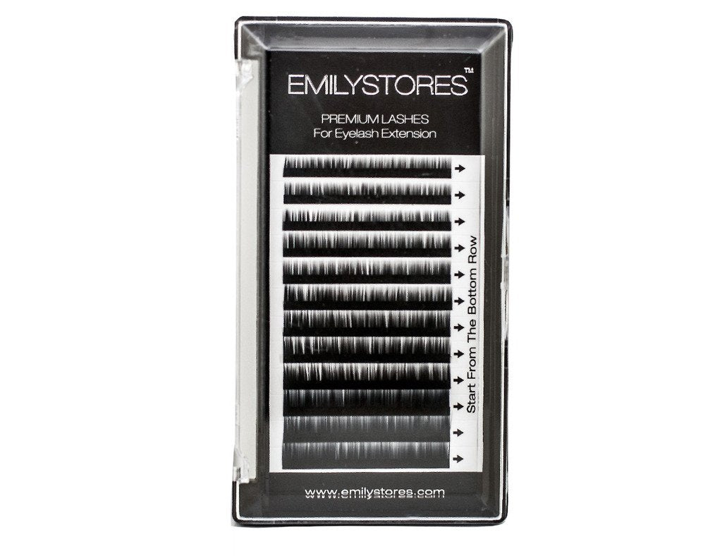 EMILYSTORES Lash Eyebrow Extensions Color Black Thickness 0.10 mm Length 5/6/7/8MM Mixed Sizes One Tray by EMILYSTORS