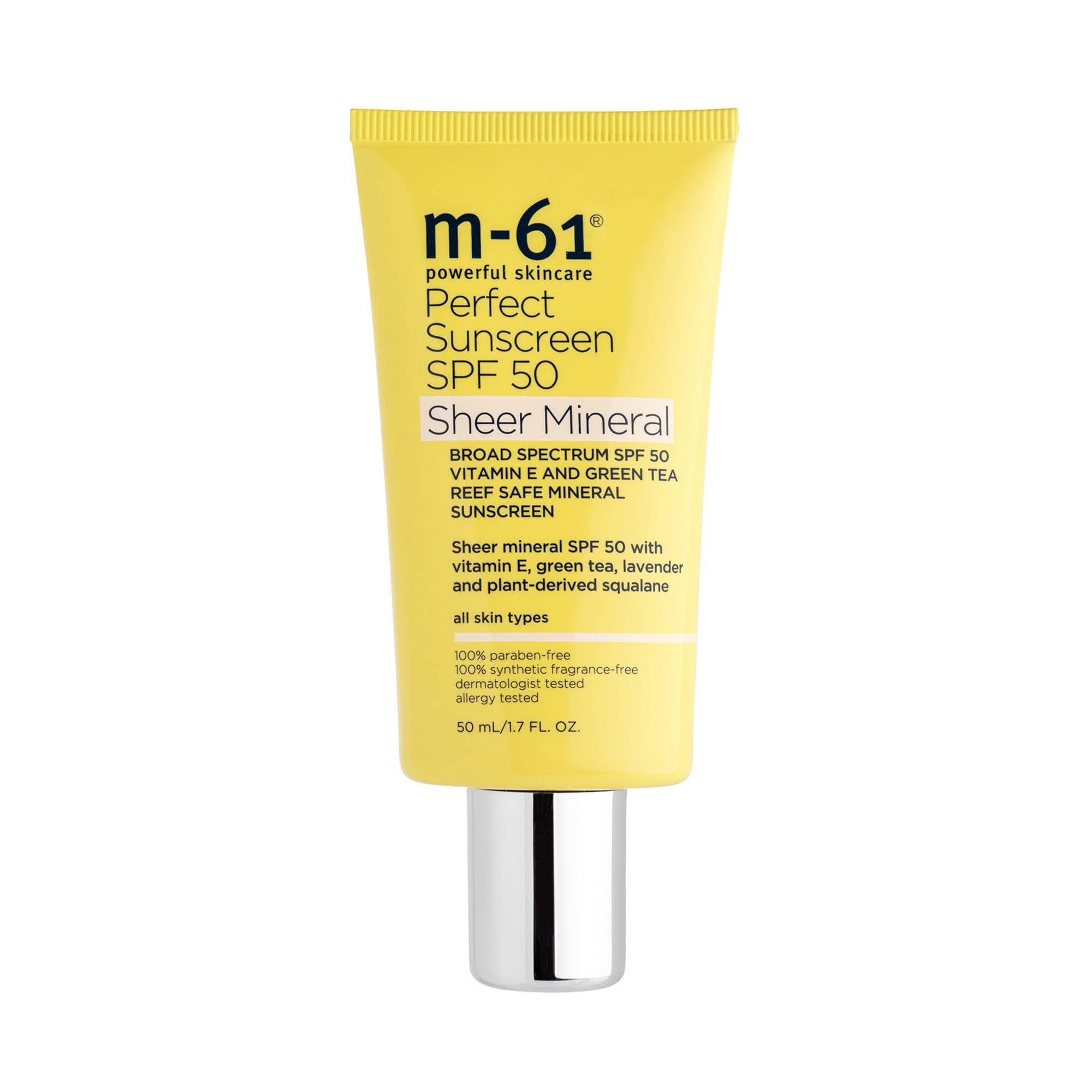 M-61 Perfect Sheer Mineral Sunscreen SPF 50 - Sheer mineral SPF 50 with vitamin E, green tea, lavender and plant-derived squalane