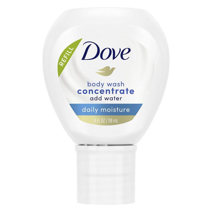 Dove Concentrate Refill for Instantly Soft Skin and Lasting Nourishment Daily Moisture Refill for use with Dove Reusable Bottle 4 fl oz (makes 16 fl oz of Body Wash) 4 count