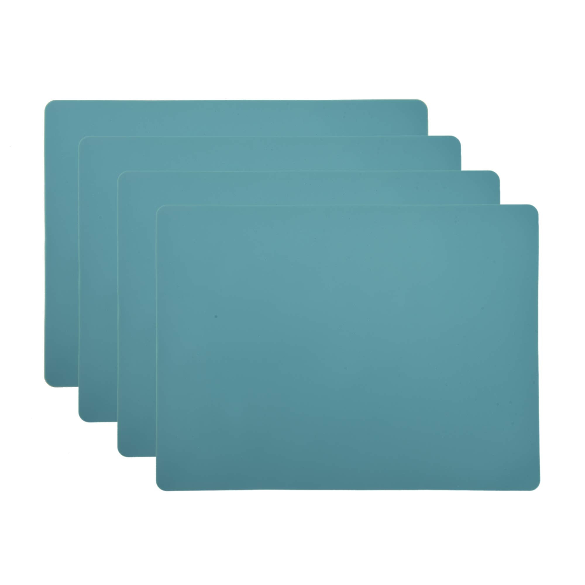 Whalesee Silicone Placemats Set of 4-Food Grade Waterproof, Stain-Proof, Anti-Slip, Heat-Resistant Thickening, Countertop Protector, Kitchen Countermat, Washable Children's Placemat (Green)