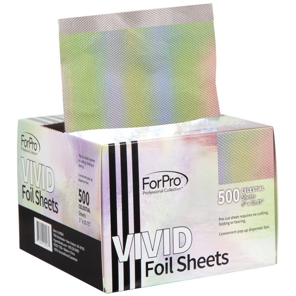 ForPro Vivid Celestial Embossed Foil Sheets, Aluminum Foil, Pop-Up Foil Dispenser, Hair Foils for Color Application and Highlighting Services, Food Safe, 5ââ‚¬Â W x 10.75ââ‚¬Â L, 500-Count