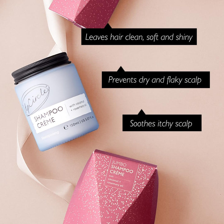 UPCIRCLE Jumbo Shampoo Crème with Rosemary Oil + Pink Berry - 150ml – Gentle Formulation To Soothe + Cleanse – Coconut + Grapefruit oil – Natural, Vegan + Cruelty-Free