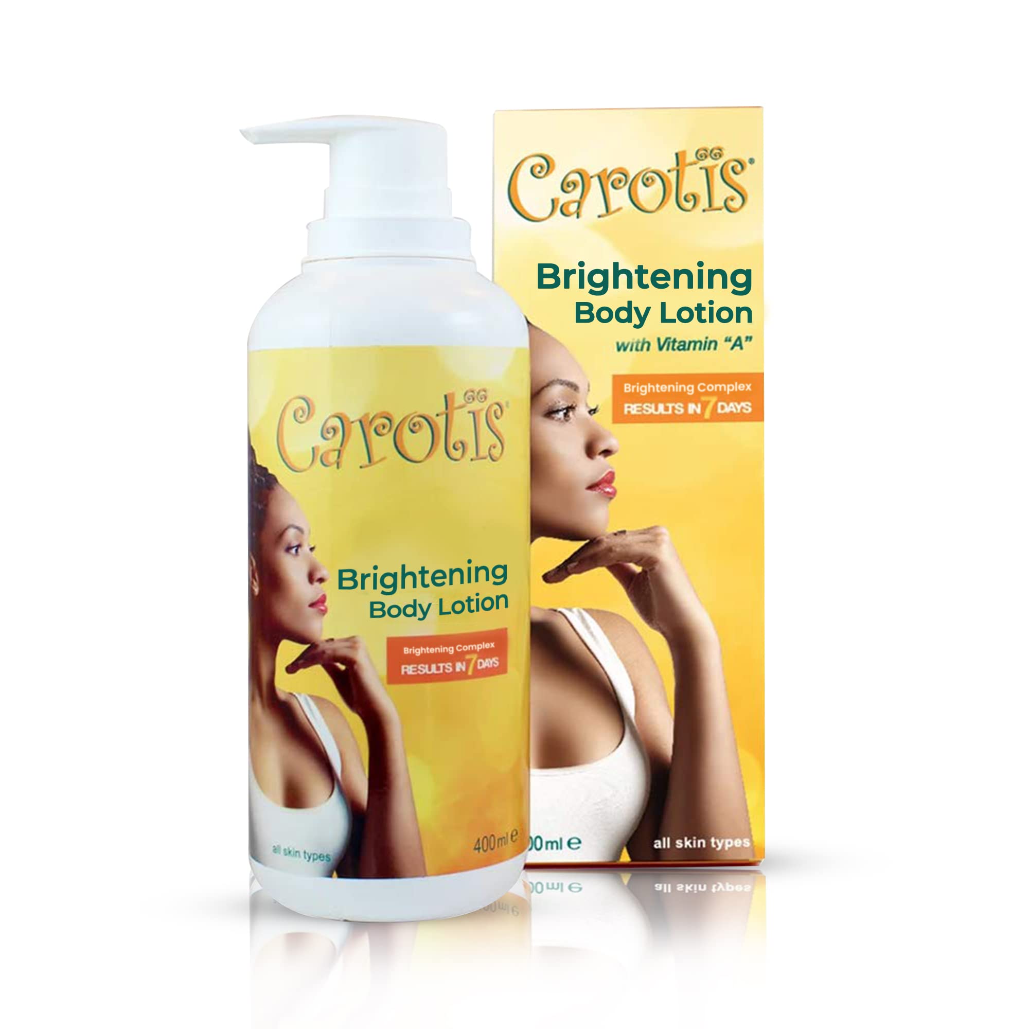CAROTÏS, Skin Brightening Lotion - 13.5 Fl oz / 400ml |For Body, Knees, Elbows, Hands, with Carrot Oil and Vitamin A