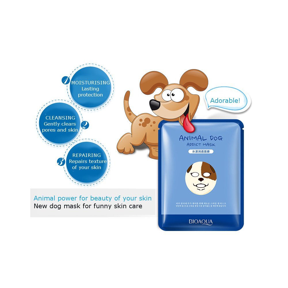 Moisturizing Face Mask Sheet Enriched with Natural Serum for Radiant and Nourished Skin. At Home Spa Facial with Fun Animal Characters: Panda, Tiger, Sheep, Dog (4 Sheets Variety Pack)
