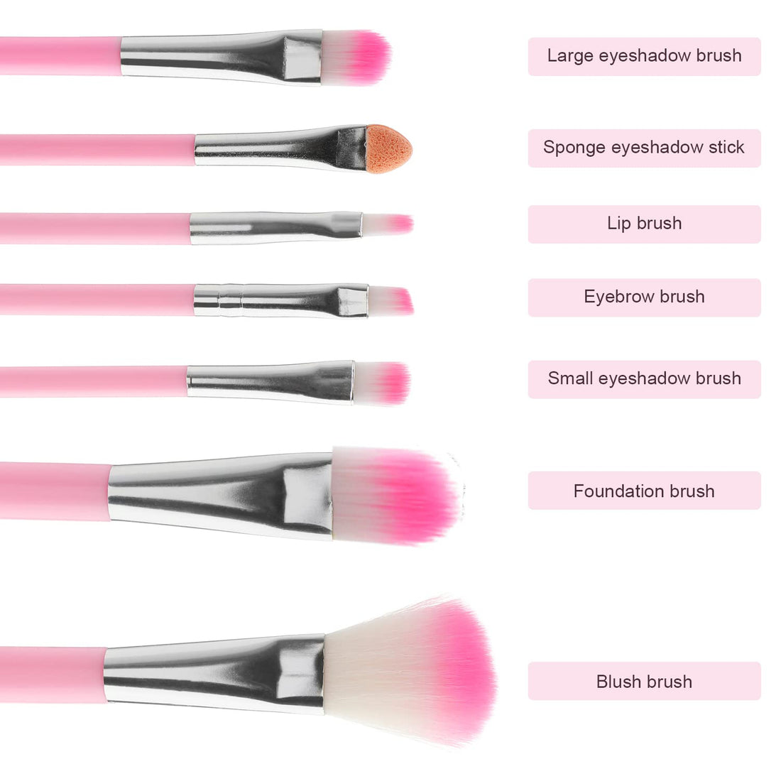 MWOOT 7Pcs Girl Makeup Brushes,Synthetic Fiber Make up Brush Set Foundation Blush eyeshadow Eyebrow Lip Brush Blending Cosmetic Beauty Brushes