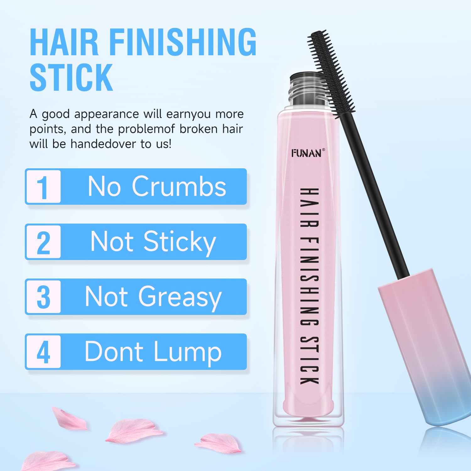 FUNAN Hair Finishing Stick for Small Broken 3 Pack, Broken Hair Finishing Stick, Slick for Women, Naturally Refreshing