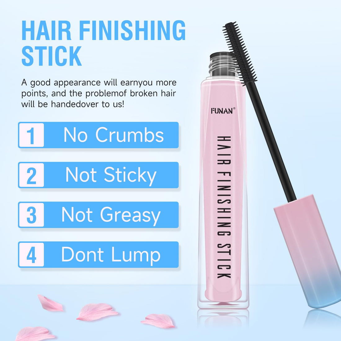 FUNAN Hair Finishing Stick for Small Broken 3 Pack, Broken Hair Finishing Stick, Slick for Women, Naturally Refreshing