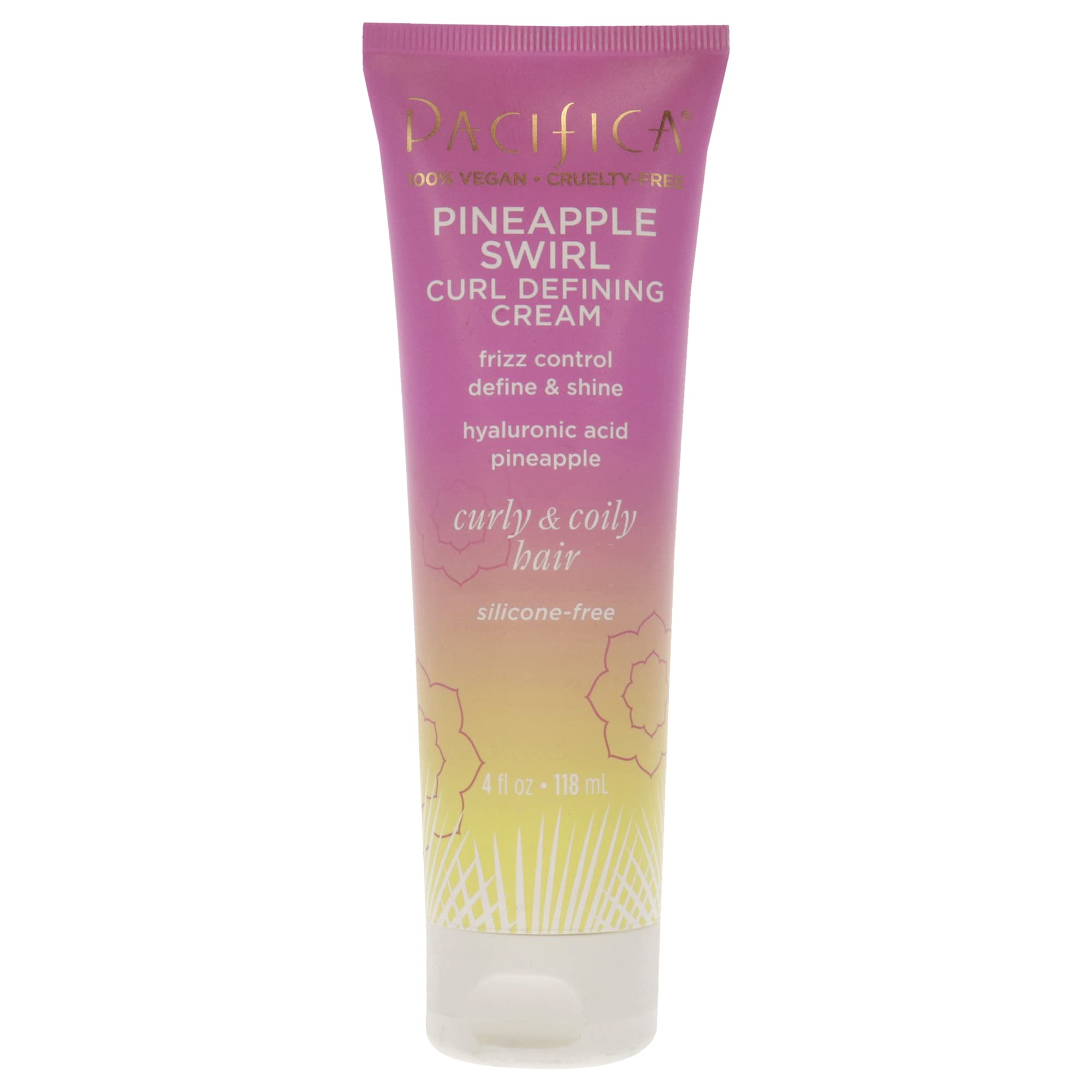 Pacifica Beauty Swirl Curl Defining Cream, Pineapple, White, 4 Fl Oz
