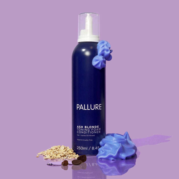 Pallure Ash Blonde Toning Foam Conditioner, Reduces Brassiness and Yellow Tones - For Silver Hair, Vegan and Cruelty Free, 250 ml