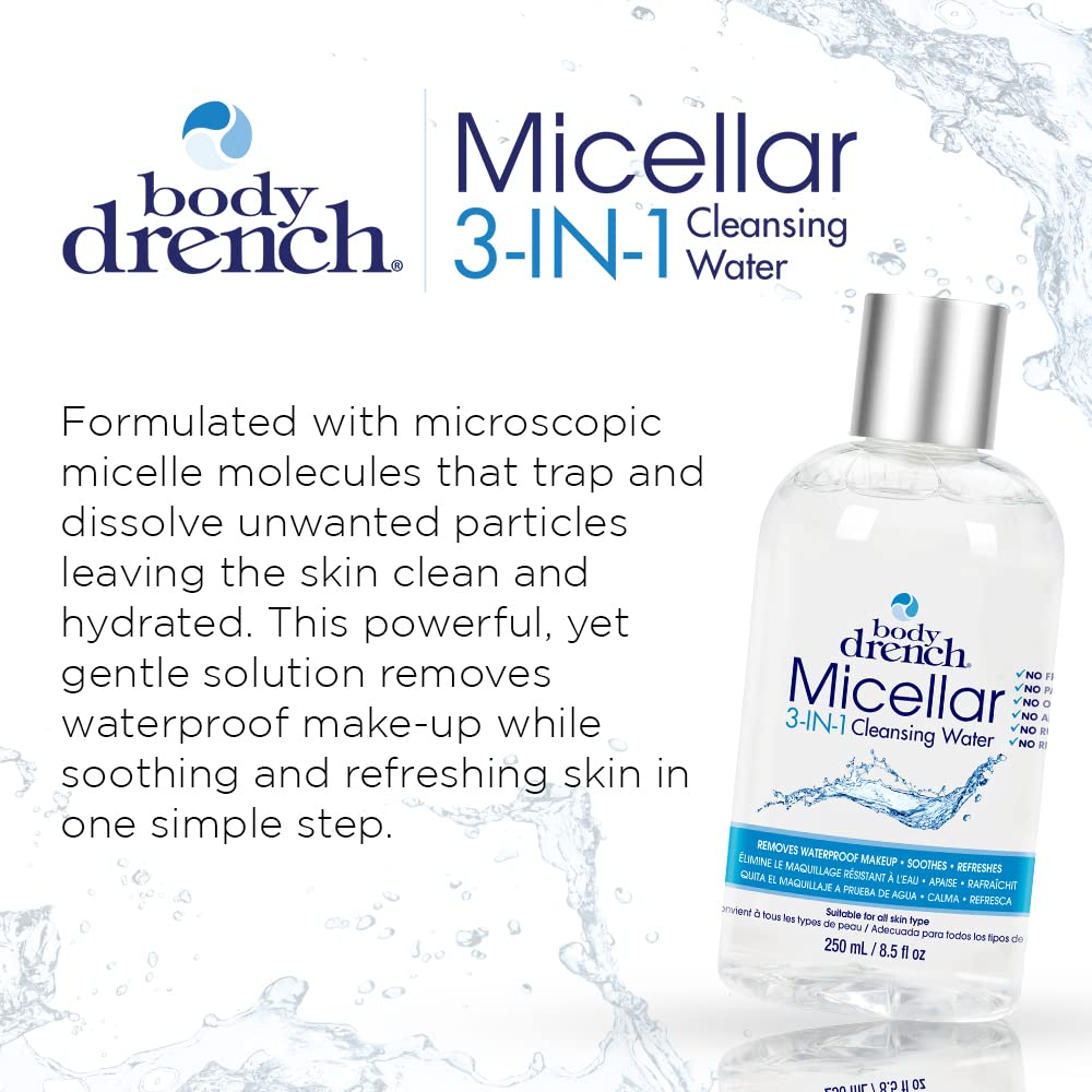 Body Drench Micellar 3-In-1 Cleansing Water ââ‚¬â€œ Removes Waterproof Makeup, 8.5 fl oz