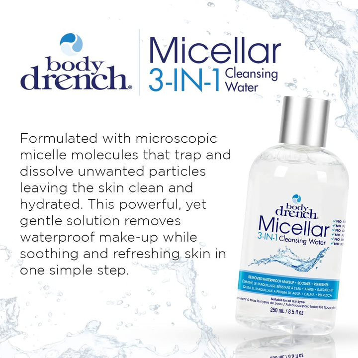 Body Drench Micellar 3-In-1 Cleansing Water ââ‚¬â€œ Removes Waterproof Makeup, 8.5 fl oz