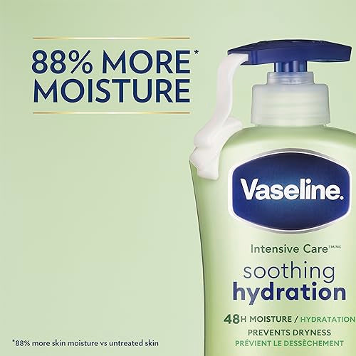 Vaseline Intensive Care Body Lotion Soothing Hydration for Dry Skin with Ultra-Hydrating Lipids + 1% Aloe Vera Extract to Refresh Dehydrated Skin 20.3 oz