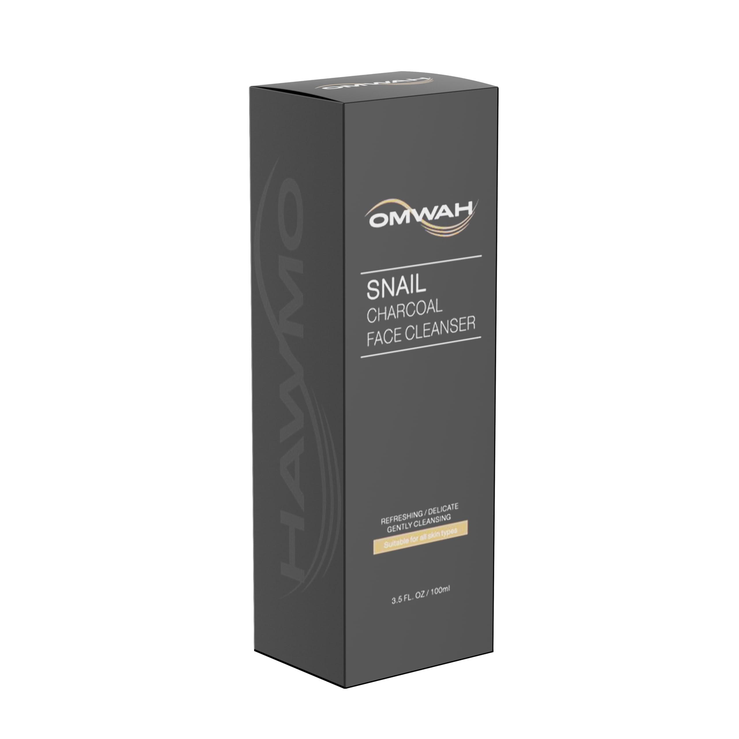 OMWAH Advanced Snail Mucin Gel Face Cleanser Infused with Activated Charcoal | Rich Daily Deep Cleansing Gel (3.5 OZ)