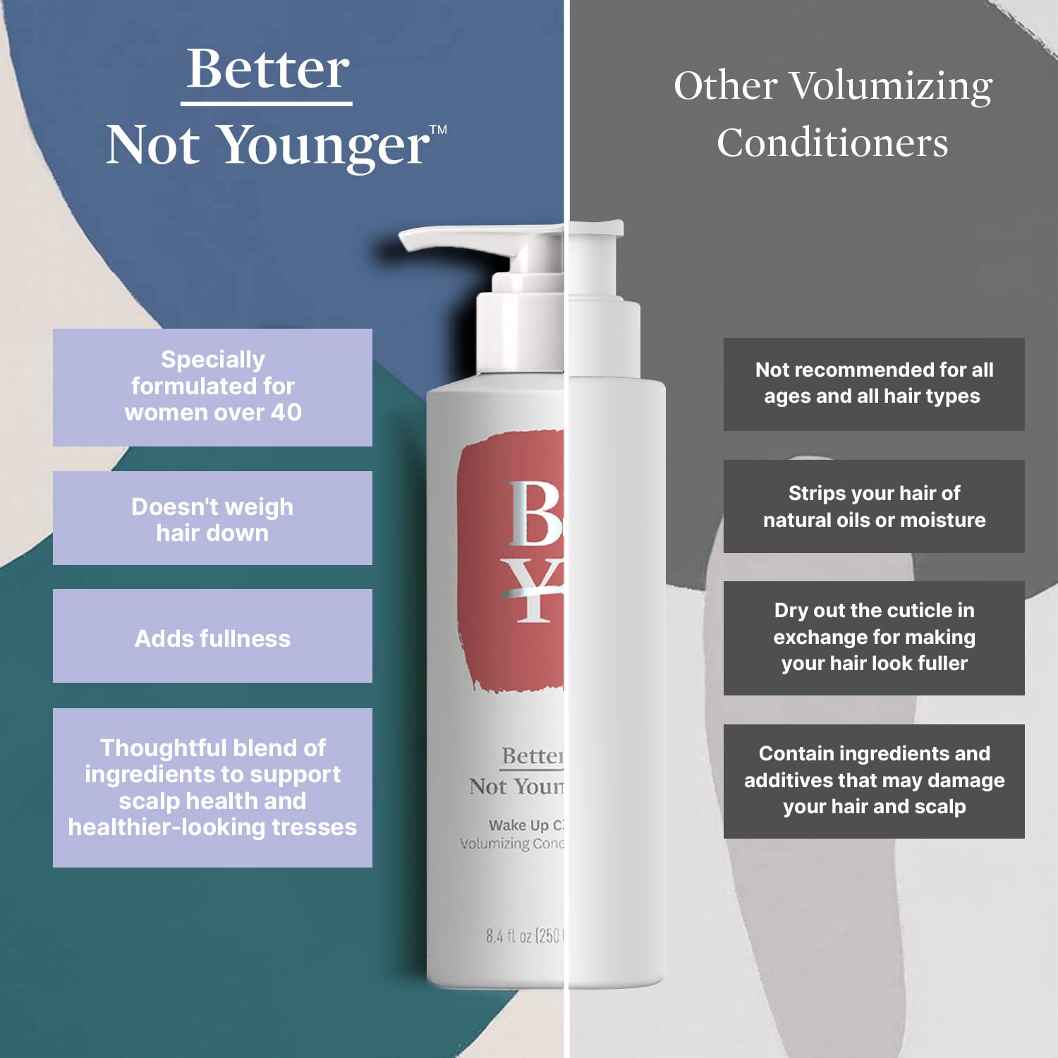 Better Not Younger Wake Up Call Volumizing Conditioner - 8.4 fl. oz. Hair Conditioner with Plant-Based Ingredients Designed for Women Over 40 - Sulfate Free Conditioner for Thin, Flat, Fine Hair