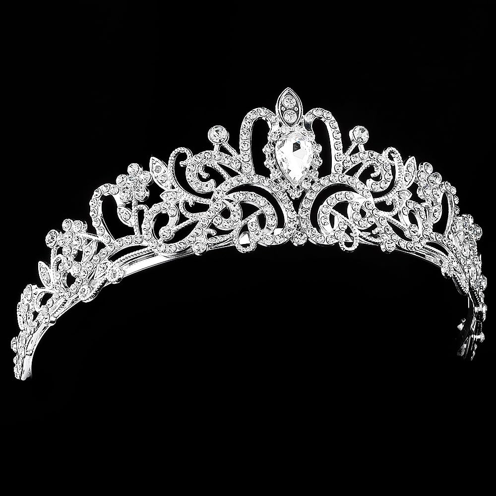 AOPRIE Silver Crystal Tiara Crowns For Women Girls Princess Elegant Crown with Combs Women's Headbands Bridal Wedding Prom Birthday Party Headbands for Women