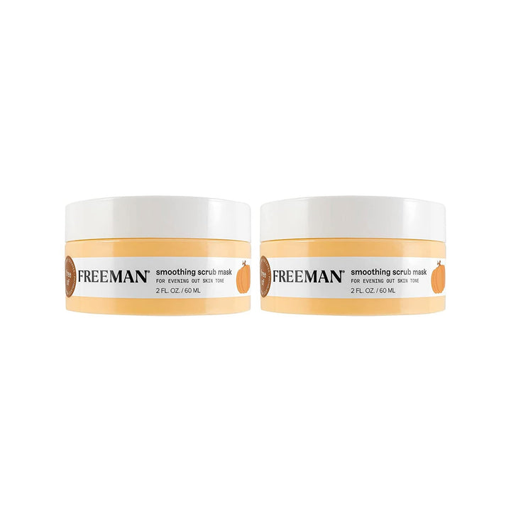 Freeman Smoothing Scrub Mask, Facial Mask & Face Scrub For Exfoliating Skin, Improve Skin Tone, Pumpkin Enzymes & AHAs, Travel Size Skincare, Vegan & Cruelty Free, 2 fl. oz./ 60 ml Jar, 2 Count