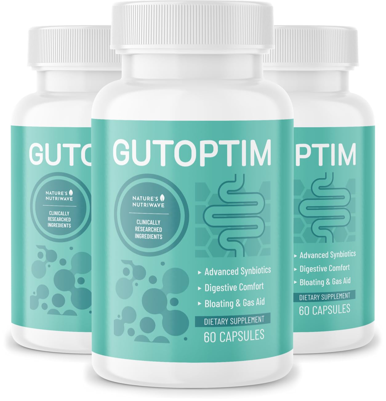 GutOptim Probiotic & Prebiotic Capsules | Pre and Probiotics for Synbiotic Gut Health & Bloating Relief for Women & Men | Enzyme with Probiotics for Digestive Health | Non-GMO, 60 Ct, 3 Month Supply