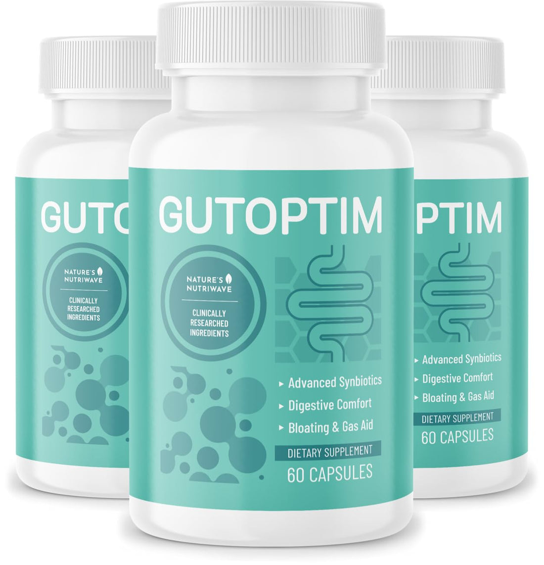 GutOptim Probiotic & Prebiotic Capsules | Pre and Probiotics for Synbiotic Gut Health & Bloating Relief for Women & Men | Enzyme with Probiotics for Digestive Health | Non-GMO, 60 Ct, 3 Month Supply