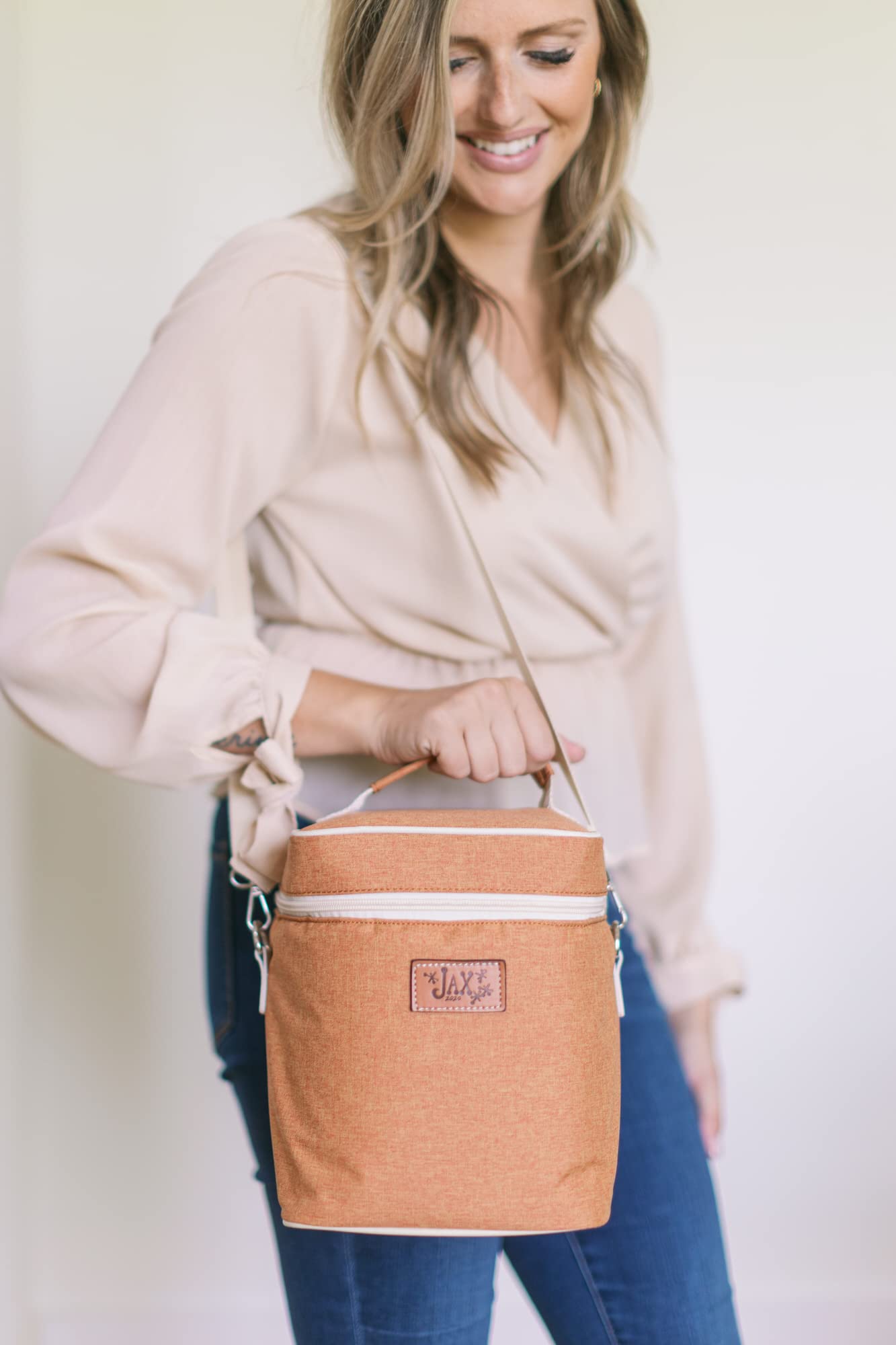 Jax 2020 Breastmilk Cooler Bag - Insulated Container for 6 Tall Bottles Storage Bags - Baby Bottle Bag Caddy Keeps Milk or Formula Cold - Adjustable Shoulder Strap, Handle, Mesh Pocket for Ice Pack