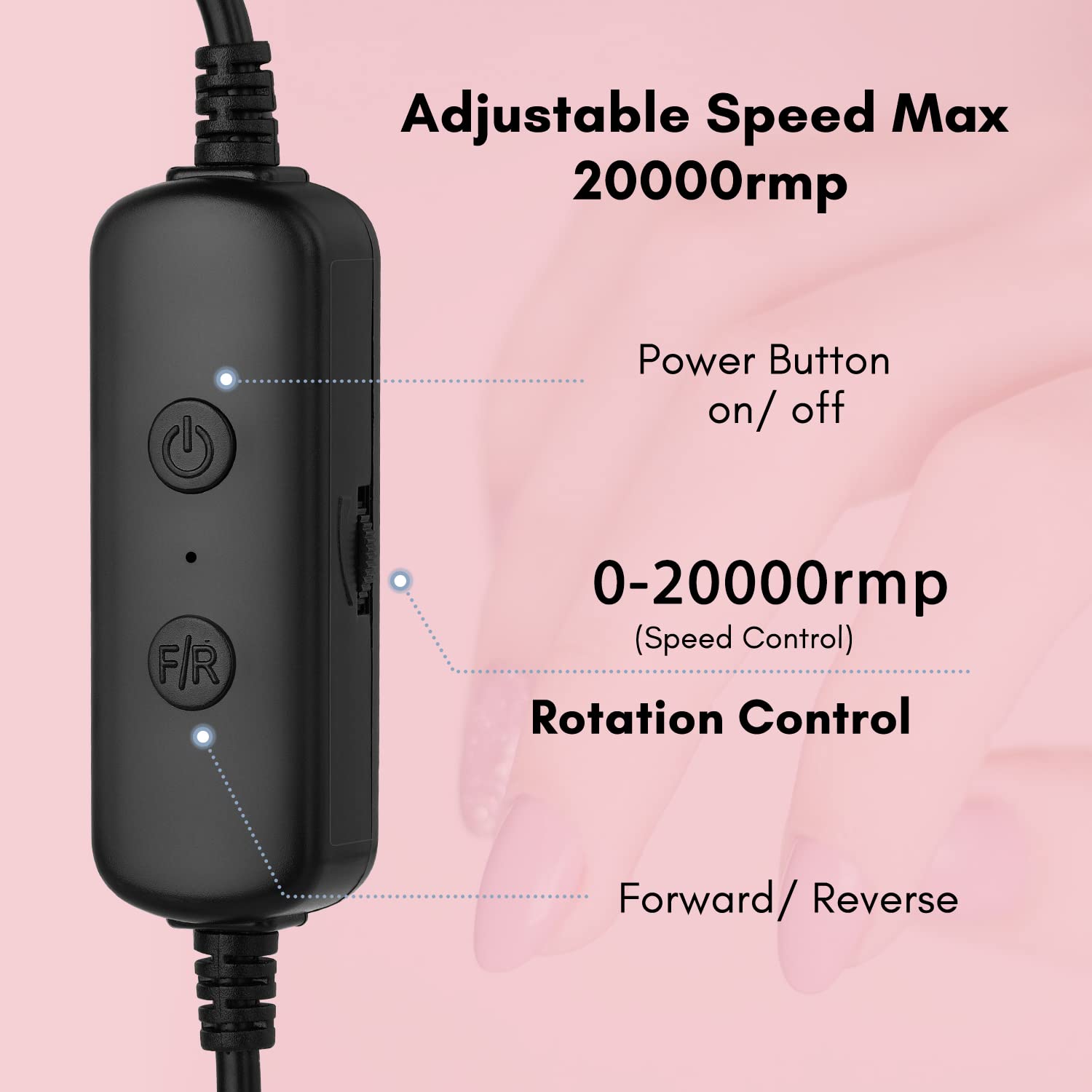 Makartt Stefy Portable Nail Drill, Handheld Electric Nail File Kit for Acrylic Nails Nail Drill Manicure Pedicure Polishing Shape Tools for Home Salon Use Black USB