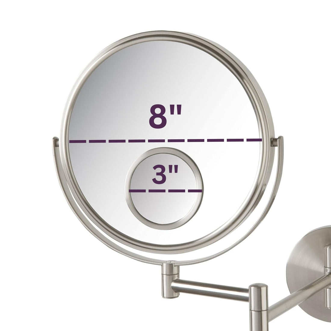 Jerdon JP7510N 8-Inch Wall Mount Makeup Mirror with 10x and 15x Magnification, Nickel Finish