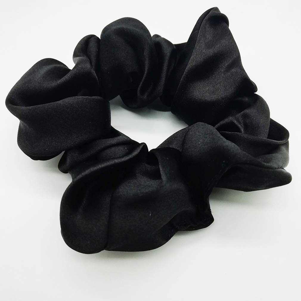 Maxfeel 100% Pure Muberry Silk Hair Scrunchie Multicolor (black) by Maxfeel