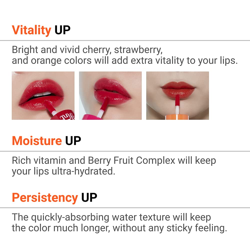 ETUDE HOUSE Dear Darling Water Tint Orange Ade | Bright Vivid Color Lip Tint with Moisturizing Pomegranate & Grapefruit Extract to Hydrate your Lips
