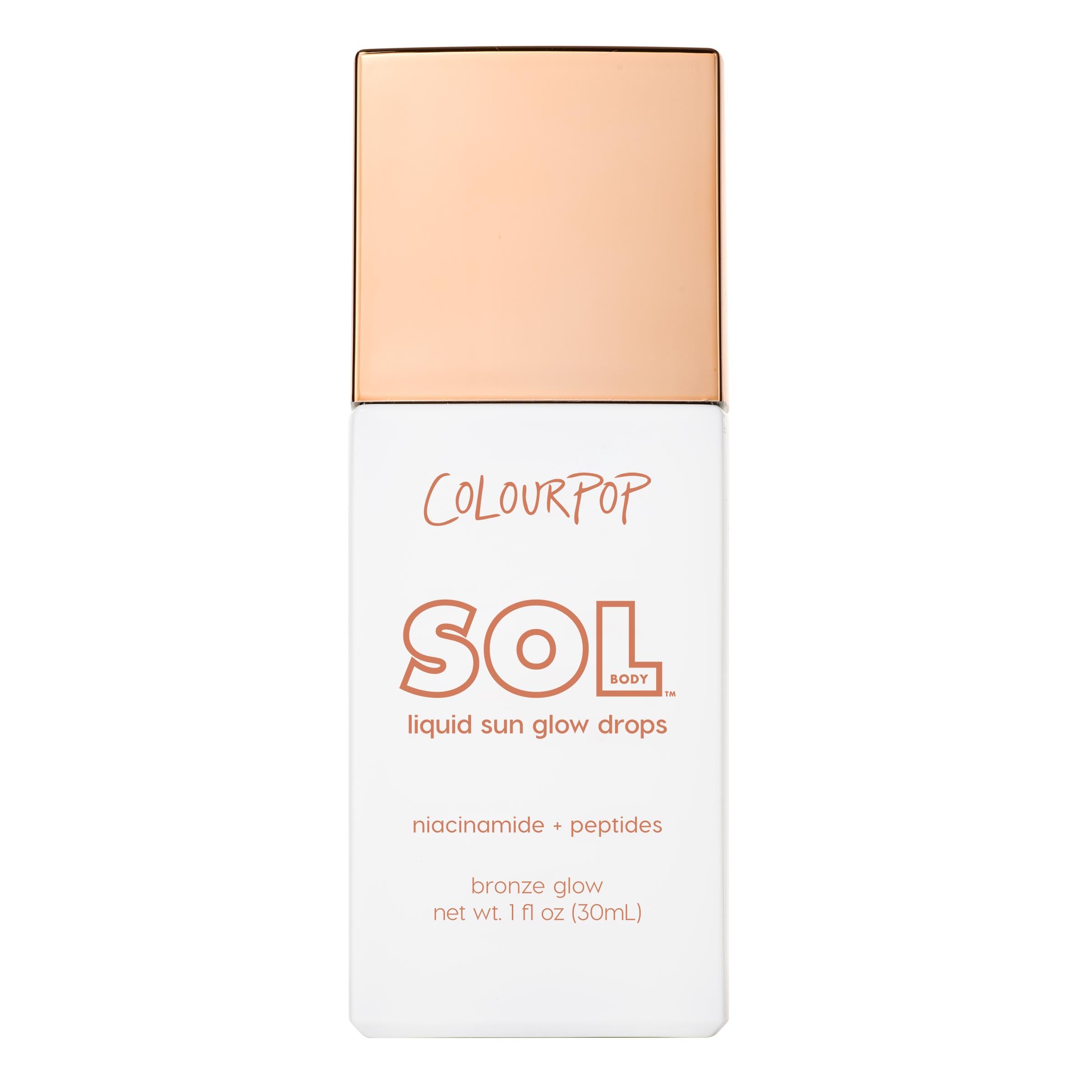 ColourPop Sol Liquid Sun Glow Drops - Buildable Face & Body Bronzer Drops - Glowy Summer Makeup Enriched with Niacinamide & Peptides for Radiant, Healthy-Looking Skin (1.11 oz)
