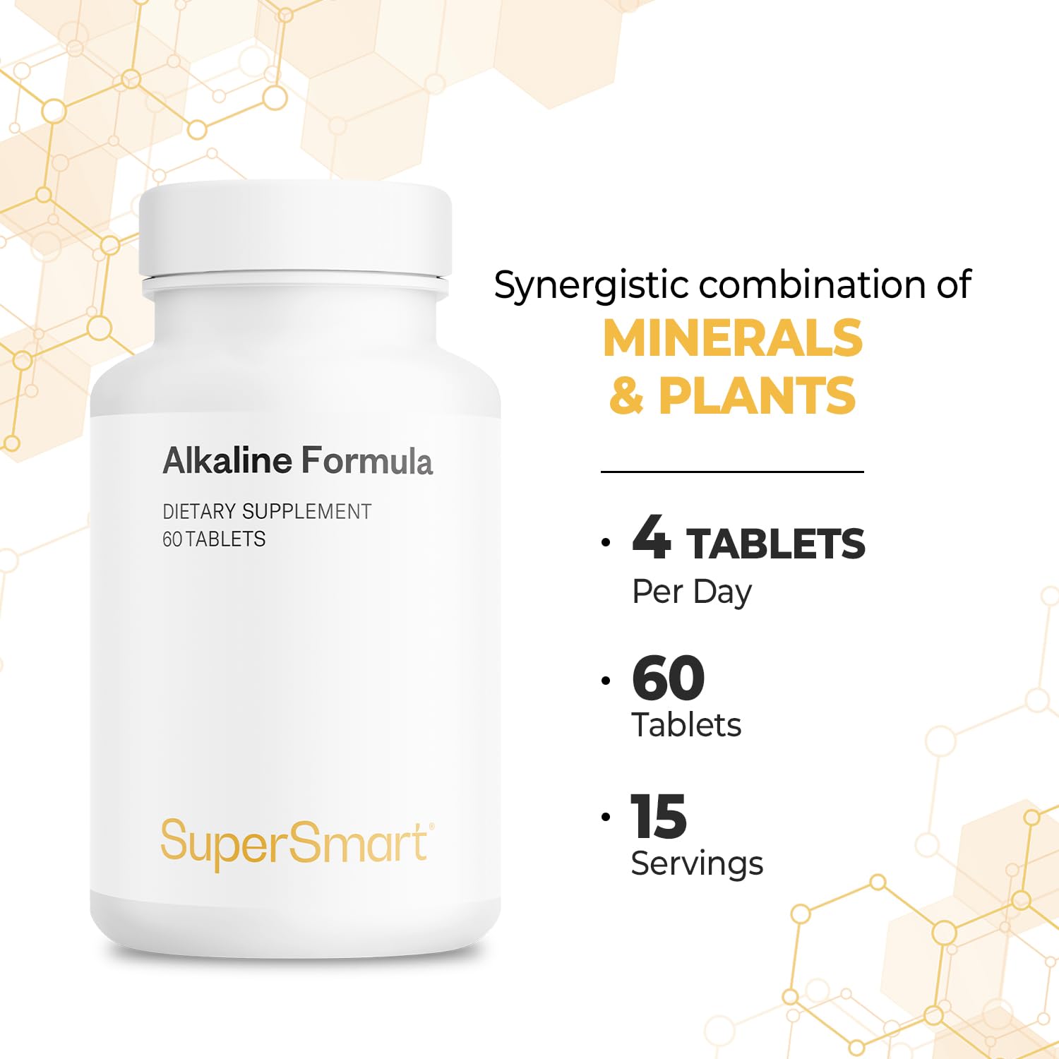 Supersmart - Alkaline Formula Supplement (Advanced Formula) - with Potassium Phosphate, Calcium & Magnesium Citrate - pH Balance | Non-GMO & Gluten Free - 60 Tablets