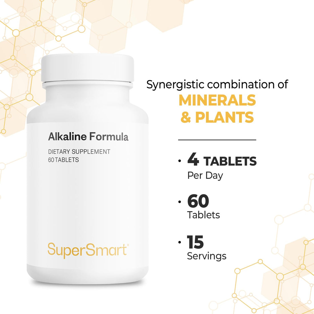 Supersmart - Alkaline Formula Supplement (Advanced Formula) - with Potassium Phosphate, Calcium & Magnesium Citrate - pH Balance | Non-GMO & Gluten Free - 60 Tablets