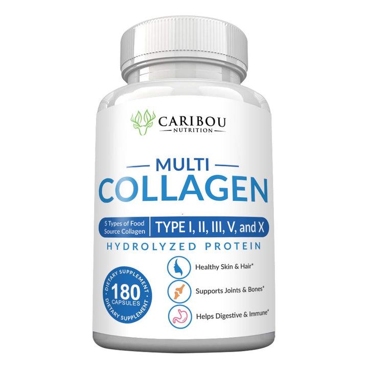 Multi Collagen Pills - 180 Collagen Pills - Type I, II, III, V & X Collagen Capsules - Unique Blend of Collagen Peptides Capsules - Wild Fish, Eggshell, Chicken & Grass-Fed Beef Collagen Supplements