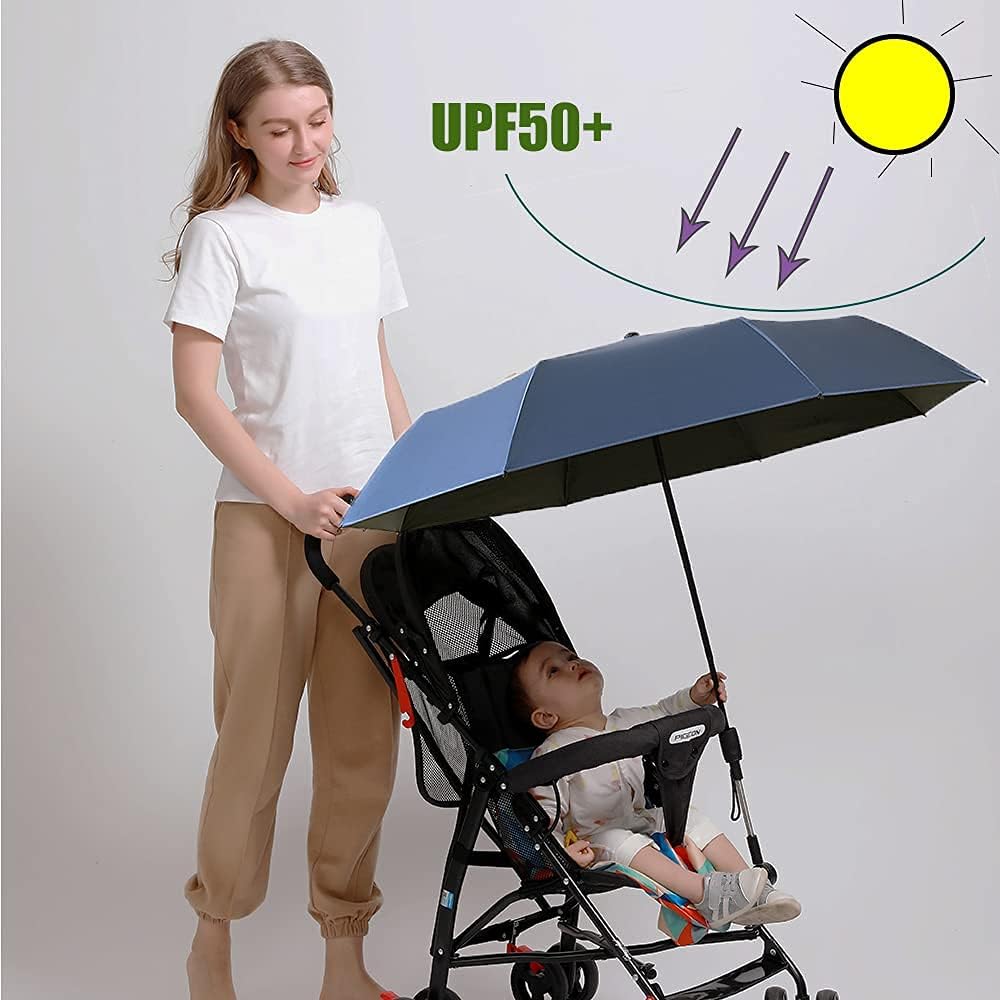 Nakazawa Universal Baby Parasol, Baby Stroller Sun Shade Sun Protection Sun Shade for Strollers, Waterproof Umbrella for Trolley Bike Wheelchair Buggy Fishing, Bicycle Umbrella with Holder Clip Clamp