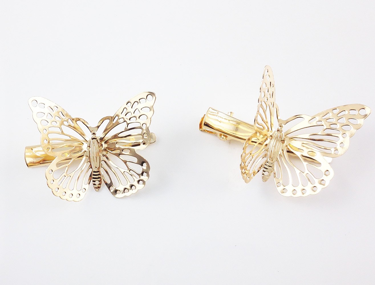 Yueton Pack of 2 Golden Butterfly Hair Clip Hair Accessories