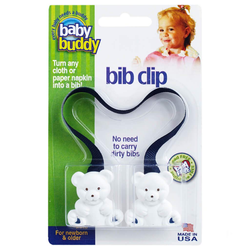 Baby Buddy Bib Clip, Newborn Must Have and Travel Essential, Turn Any Cloth, Towel, or Napkin into a Bib for Feeding or Teething, Navy, 1 Pack - Made in USA