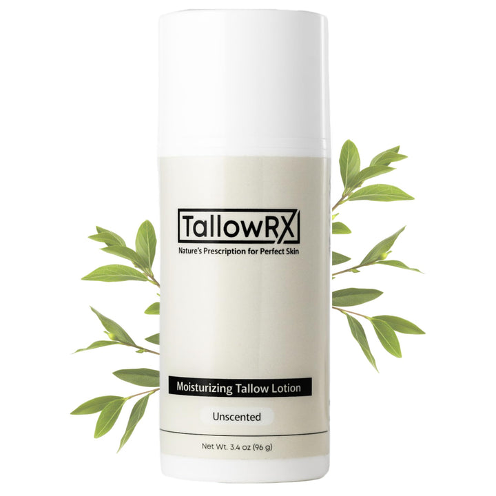 TALLOWRX Whipped Tallow Lotion – Deep Moisture for Face & Body – Organic, Grass-Fed Tallow with Aloe & Vitamin E – Non-Greasy Hydration – (3.4 oz, Unscented)