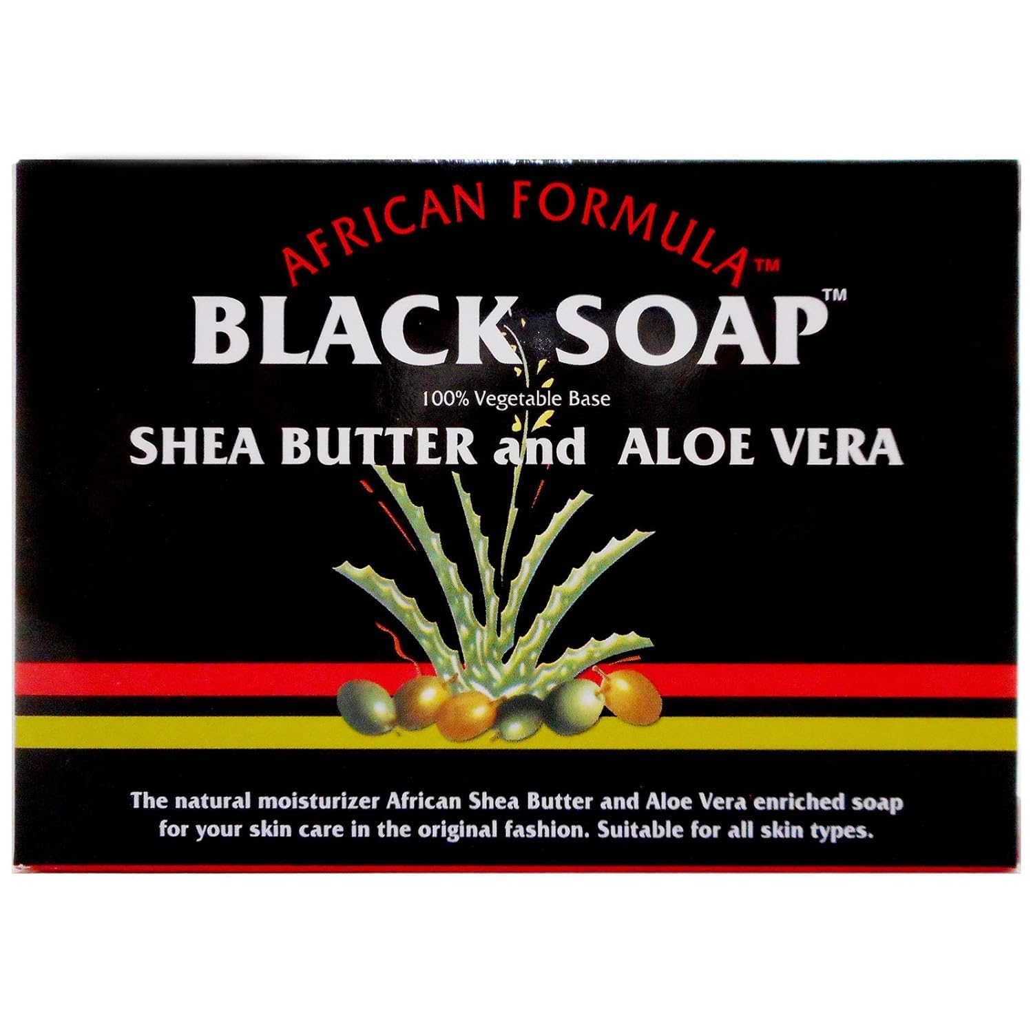 Madina African Black Soap with Shea Butter & Aloe Vera - 100 % Vegetable Base (Pack of 12)