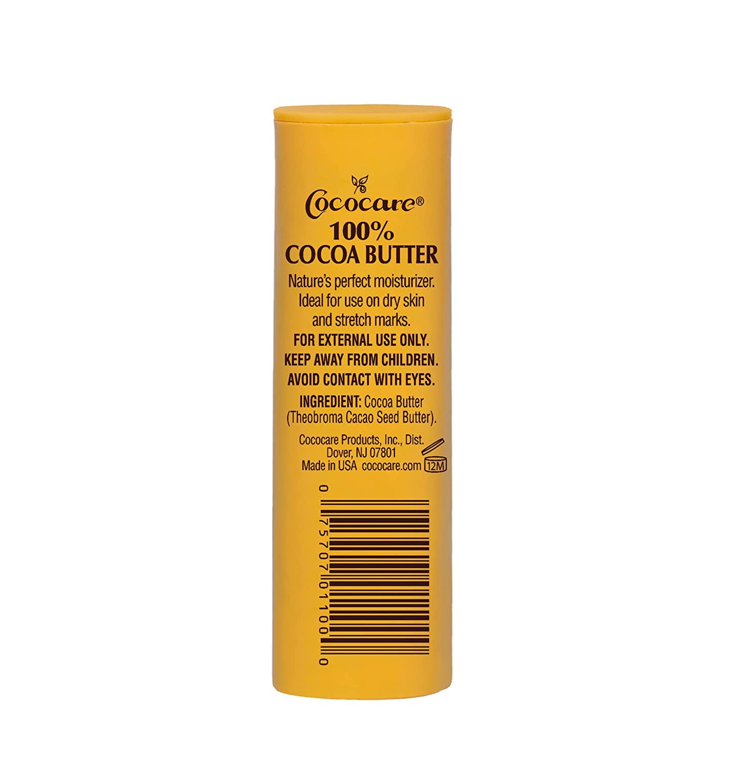 Cococare 100% Cocoa Butter Stick - All-Natural Cocoa Butter Emollient for Ultimate Skin Hydration & Protection - The Yellow Stick - (1 Count)