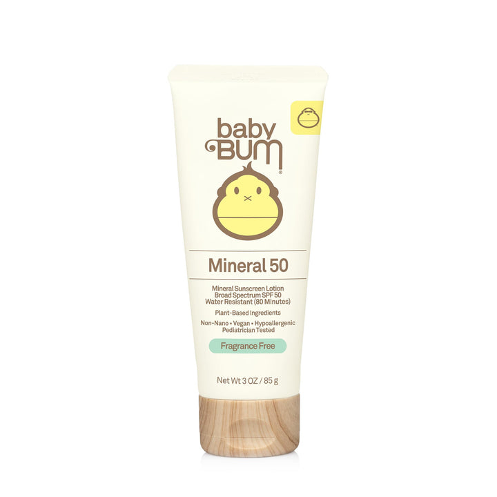 Sun Bum Baby Bum SPF 50 Sunscreen Lotion with Mineral UVA/UVB Face and Body Protection for Sensitive Skin - Fragrance Free - Travel Size - 3 FL OZ