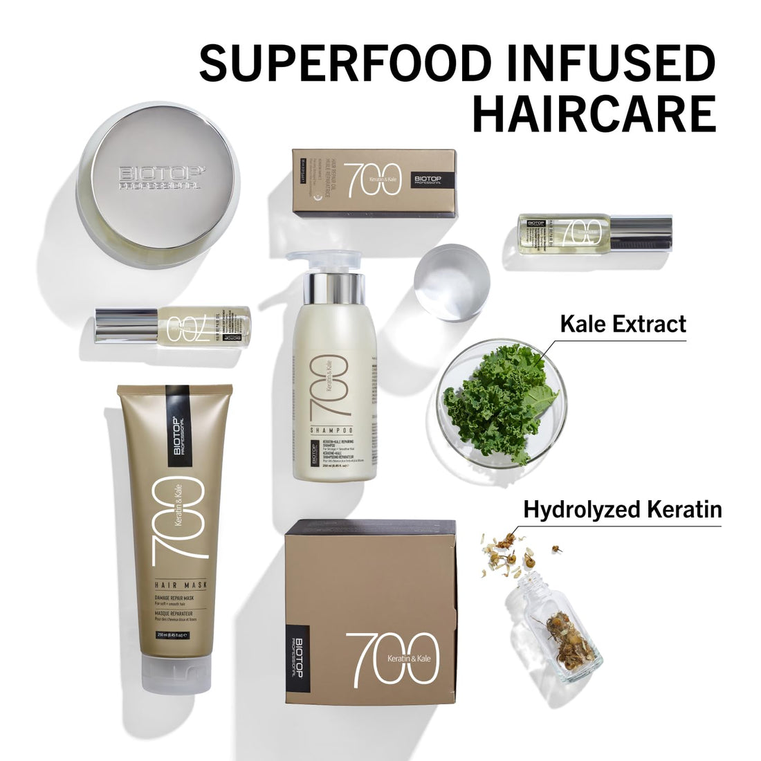 Biotop Professional 700 Keratin + Kale Hair Conditioner - Made With Vitamin E to Soften & Strengthen Strands - Nourishing + Moisturizing Conditioner for Damaged Hair - 16.9 oz