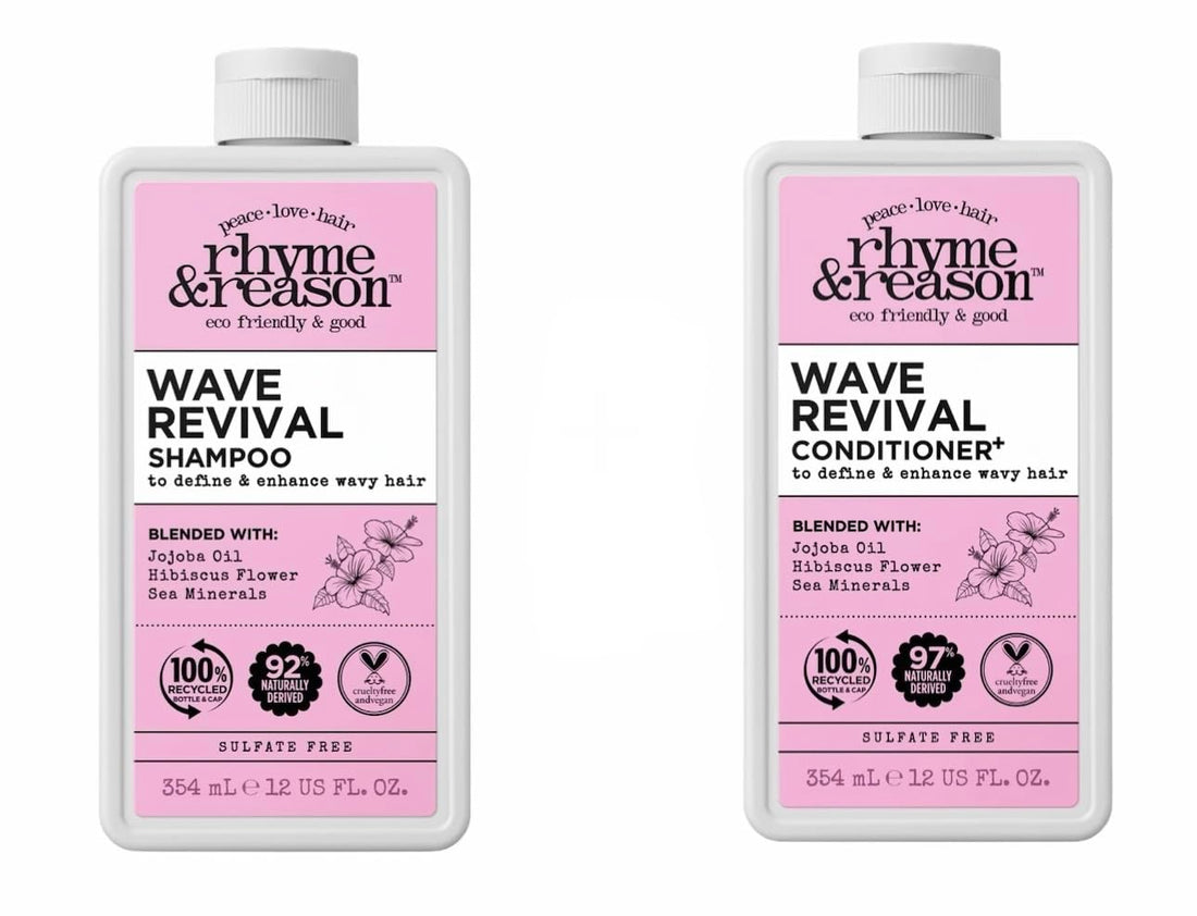Rhyme & Reason Wave Revival Shampoo & Conditioner SET. 13 Fl. Oz. Each Bottle. To Define & Enhance Wavy Hair. Vegan Cruelty Free., White