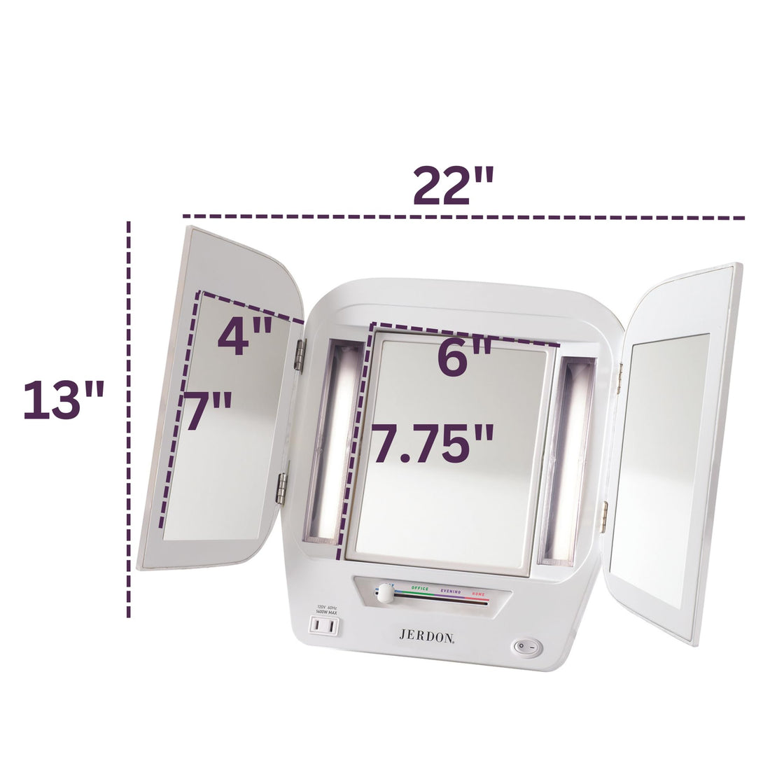 Jerdon JGL10W Lighted Makeup Mirror with 5X Magnification, White Finish, 11 x 3 x 12.5