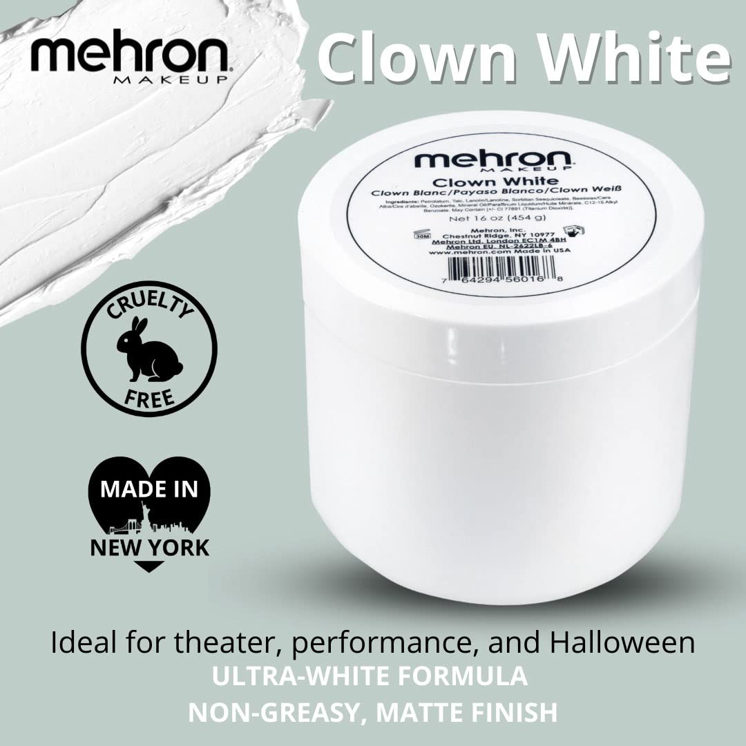 Mehron Makeup Clown White Professional Makeup (16 oz)