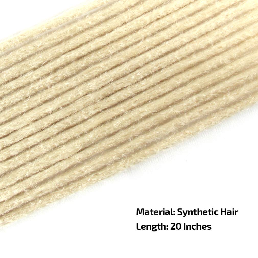 Aosome 20Strands Dreadlocks Extensions 100% Handmade Crochet Bleached Blonde Synthetic Hair Locs Extension Reggae Hair,20Inch