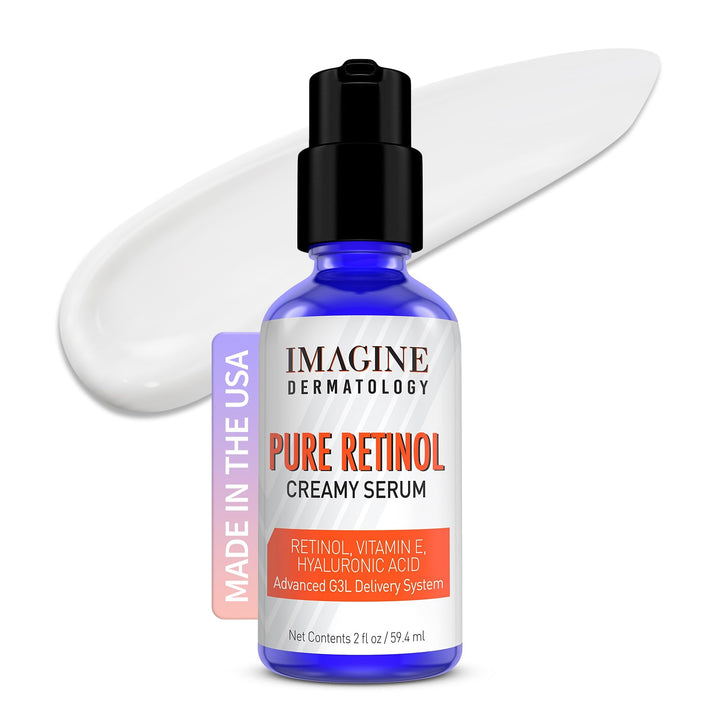 Pure Retinol Creamy Serum LARGE 2oz with Hyaluronic Acid and Vitamin E | Pure Retinol Serum For Face - Unmatched G3L Delivery System - Moisturizer | Serum | Retinol | Made in USA - 2 fl oz/59.4 ml