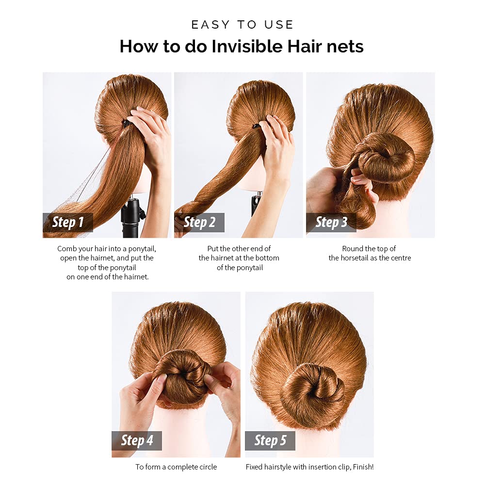 Hair Donut Bun Maker, FANDAMEI Girls Hair Styling kit with 20 Pieces Invisible Hair Nets for Bun, 4pcs Donut Bun Maker, 5 pieces Hair Elastic Bands, 20 pieces Hair Bobby Pin