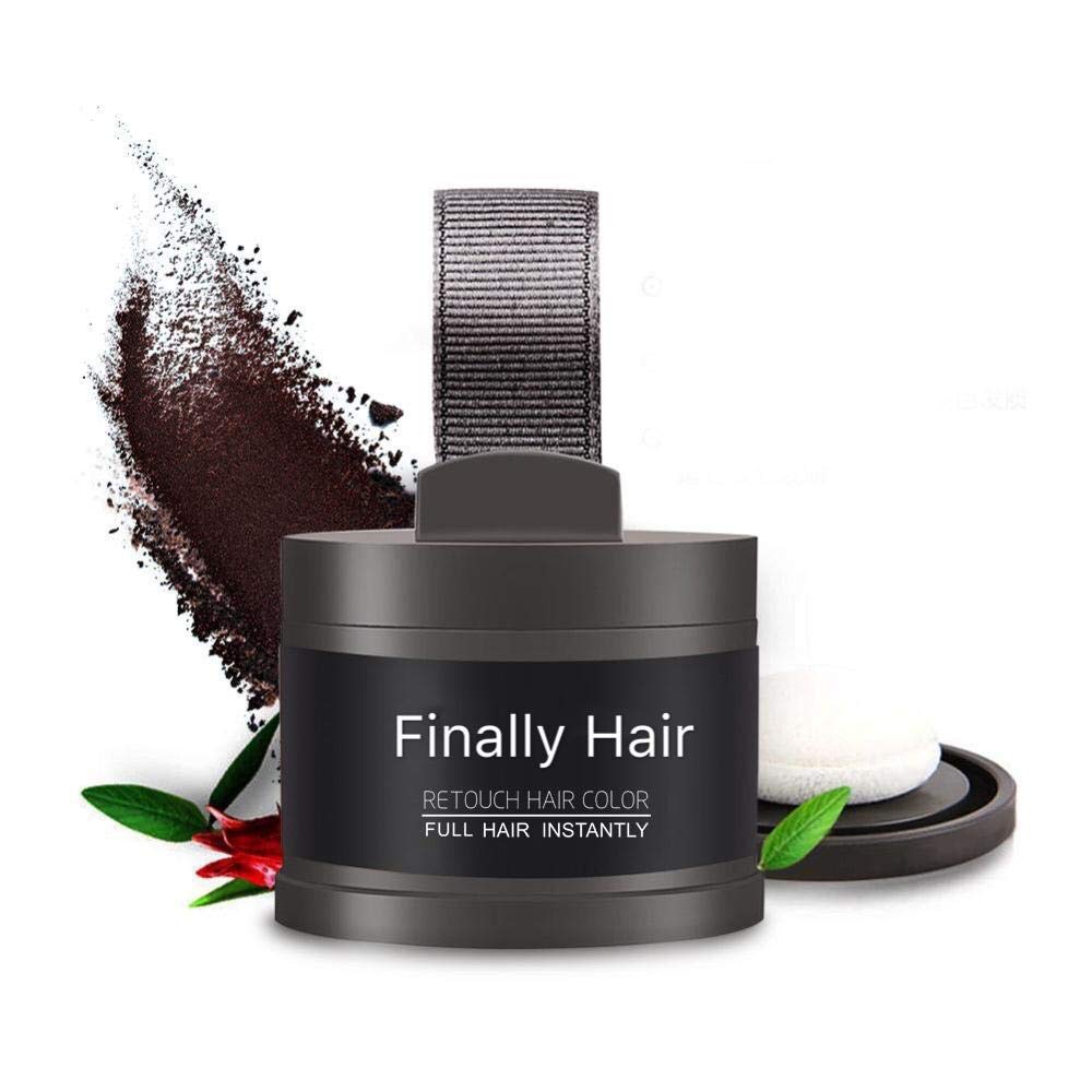 Finally Hair Medium Brown Dab-on Hair Fibers & Hair Loss Concealer, Hairline Creator, Eye Brow Enhancer, and Beard Filler. Dab-on Hair Fiber Shadow Powder (Medium Brown)